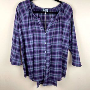 NEW Show Me Your Mumu Purple Plaid Tunic Blouse S